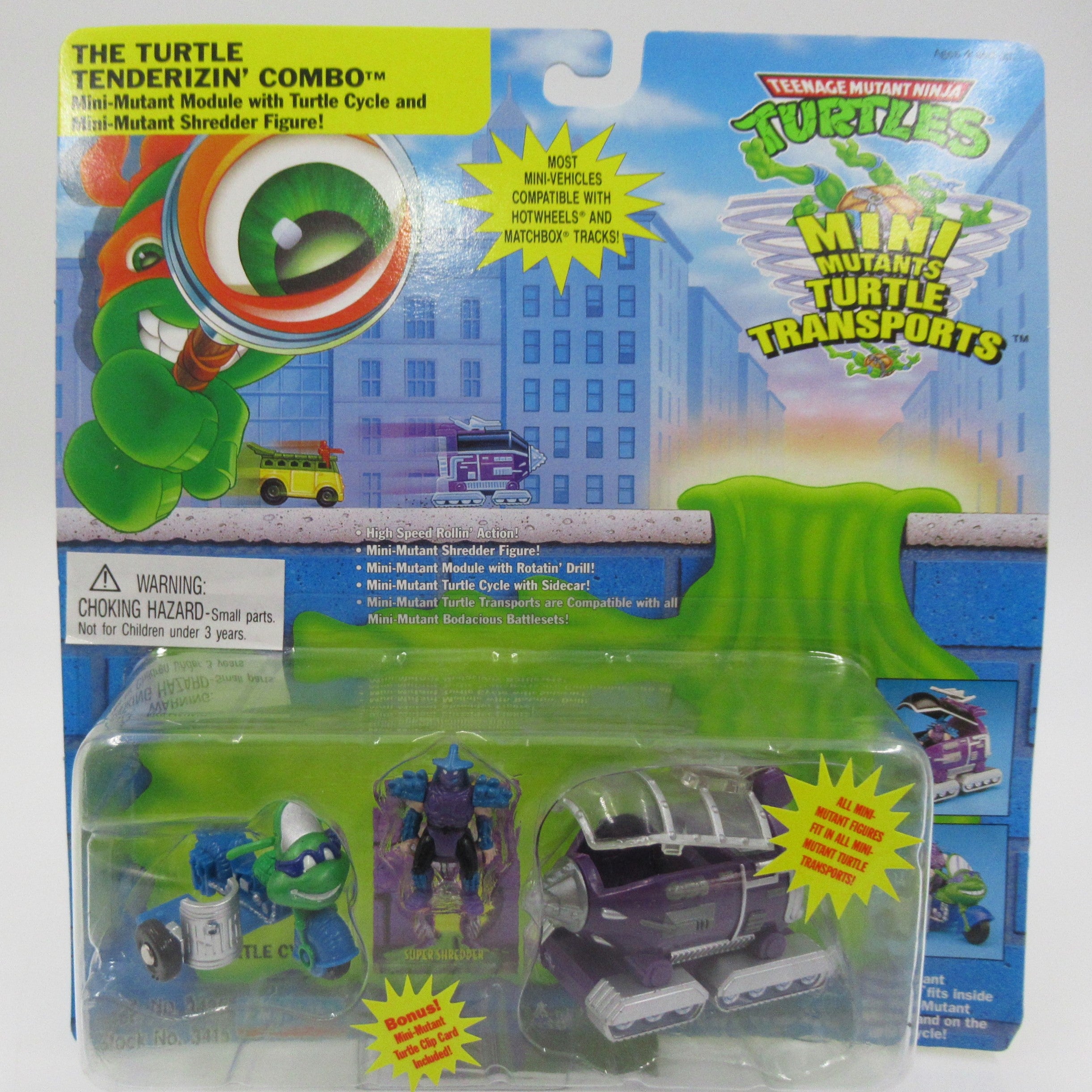Teenage Mutant Ninja Turtles "The Turtle Tenderizin' Combo" Mini Mutants Turtle Transports TMNTs- Playmates (1994)